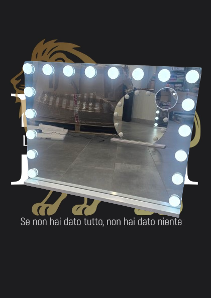 Specchio da Trucco con Luci, 80x60cm Specchio Hollywood da Toeletta con Lampadine a 14 Led Tre Colori di Luce e Funzione di LuminositĂ Regolabile con Controllo Tattile, Bianco