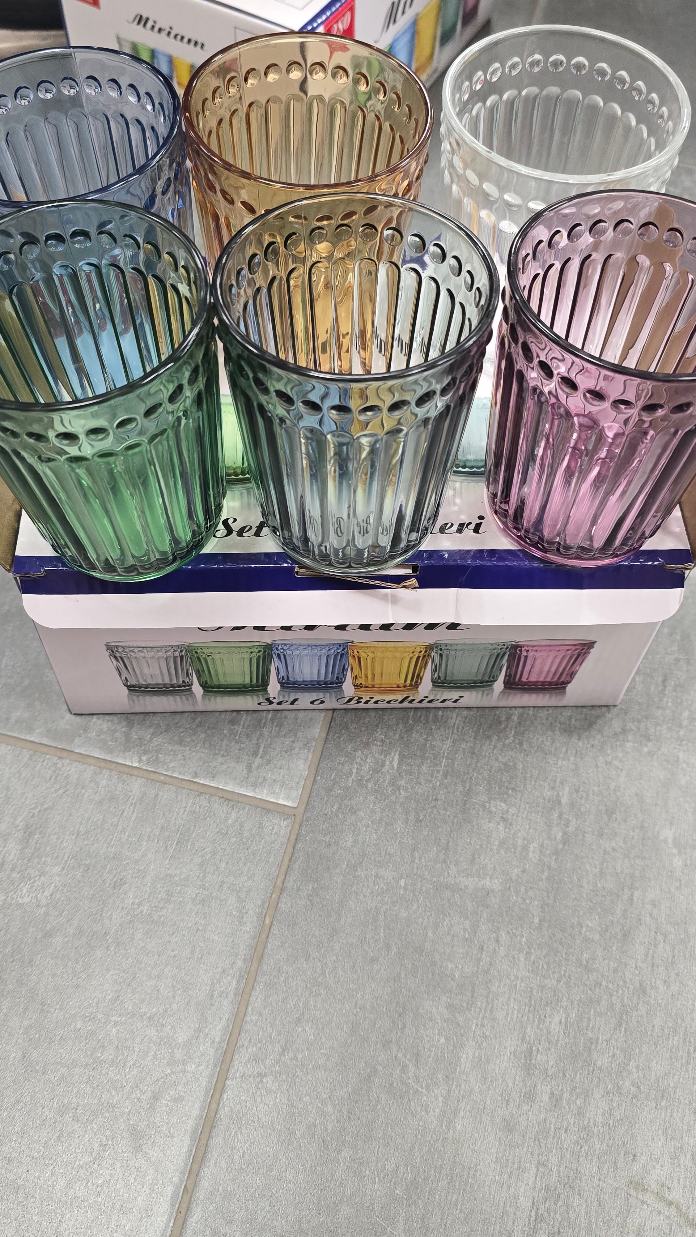 SET 6 BICCHIERI IN VETRO COLORATI