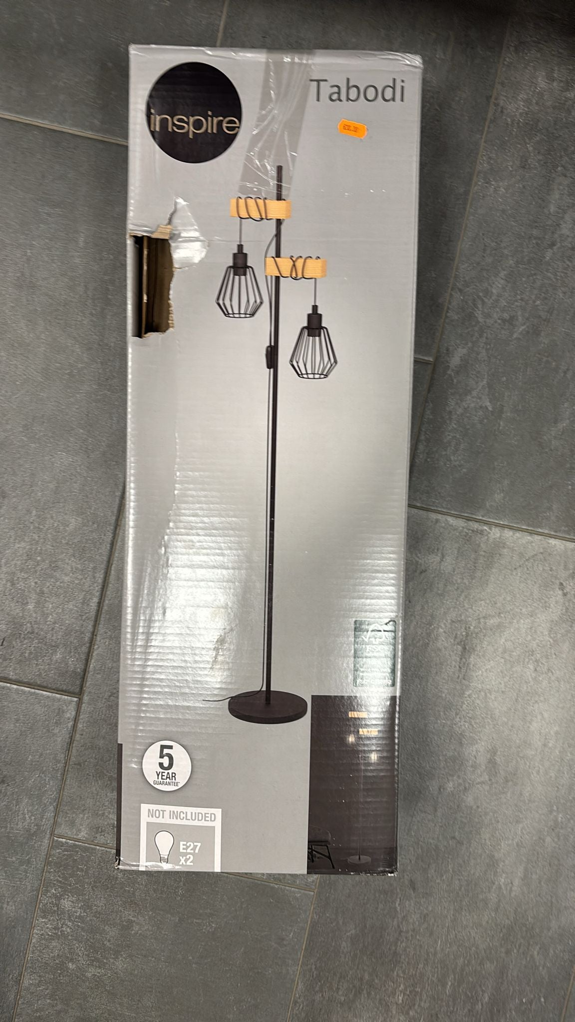 Lampada da terra per soggiorno, 2 lampadine LED  con paralume in gabbia in metallo