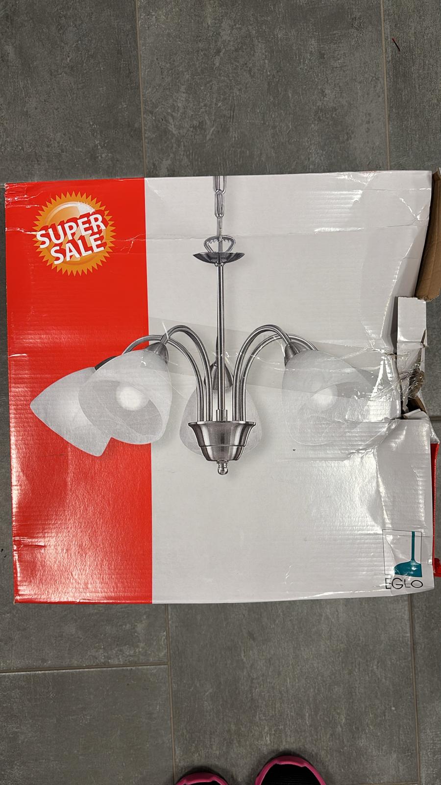 Lampadario a sospensione  in acciaio con plafoniere in vetro