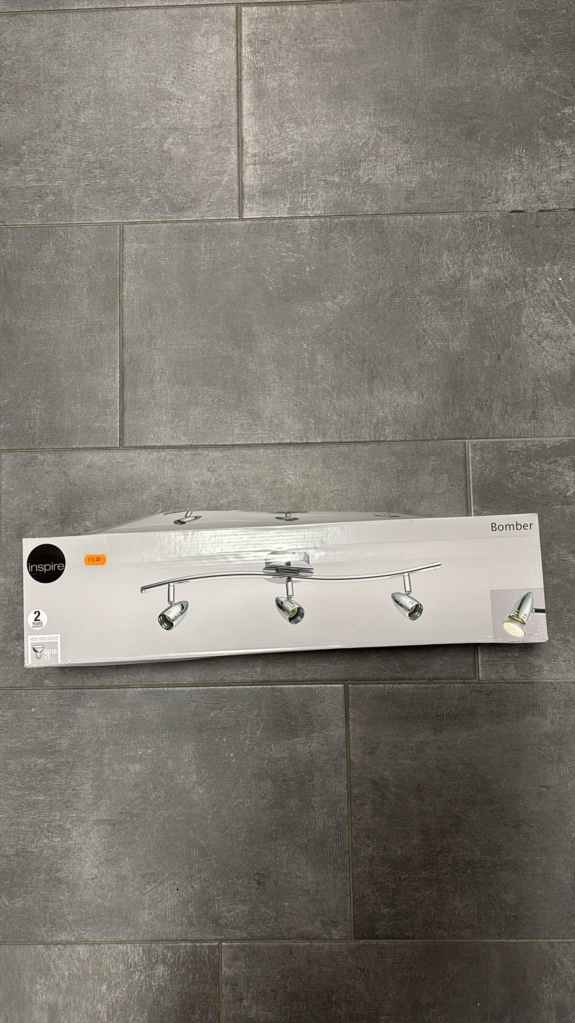 Lampadario con tre faretti in acciaio