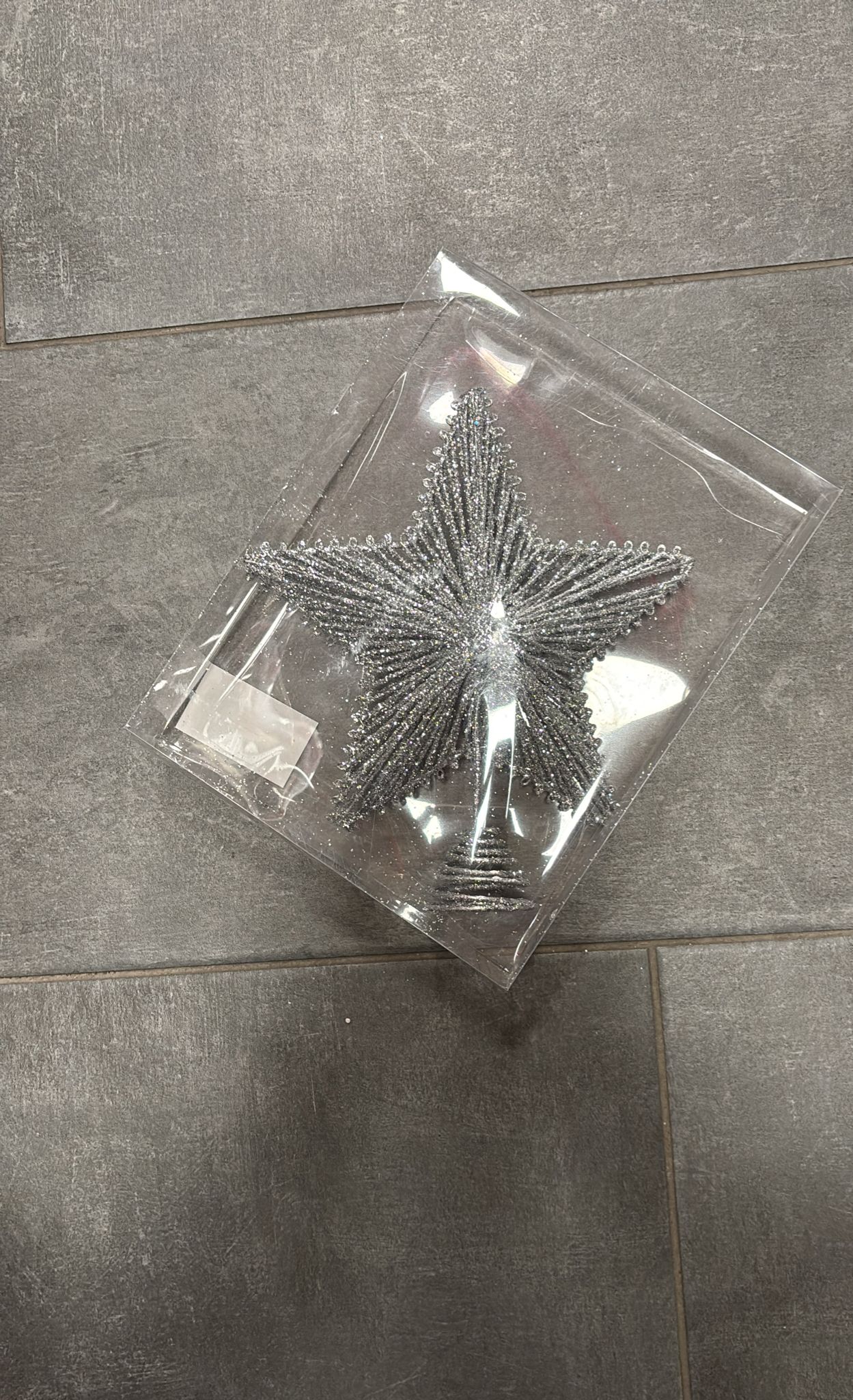 Puntale stella glitterata per albero