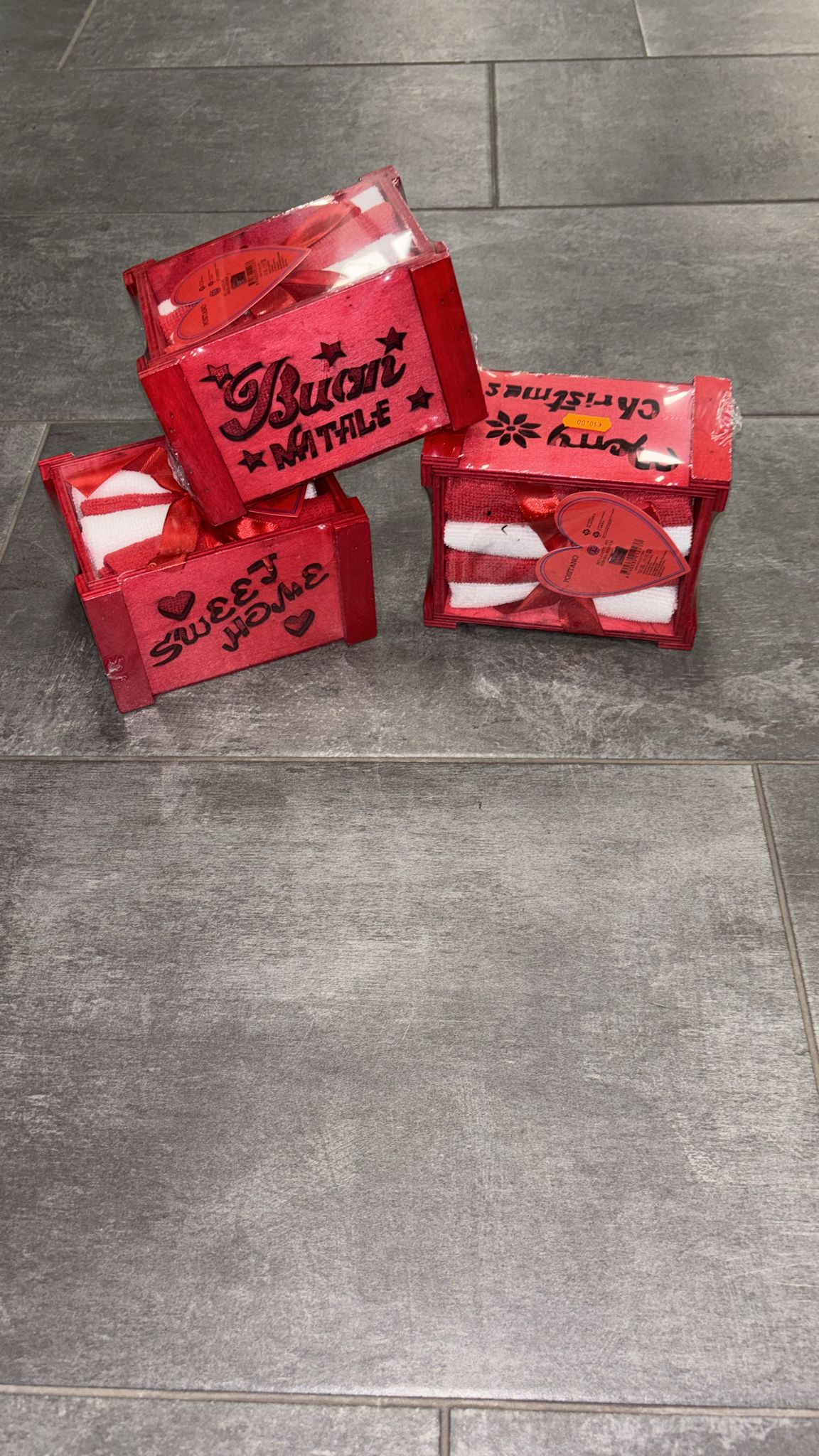 Set 4 lavette con confezione in legno