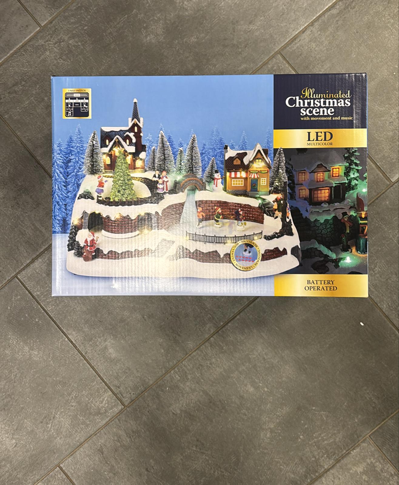 Christmas scene villaggio innevato con luci led, movimento e musica incorporatoΒ