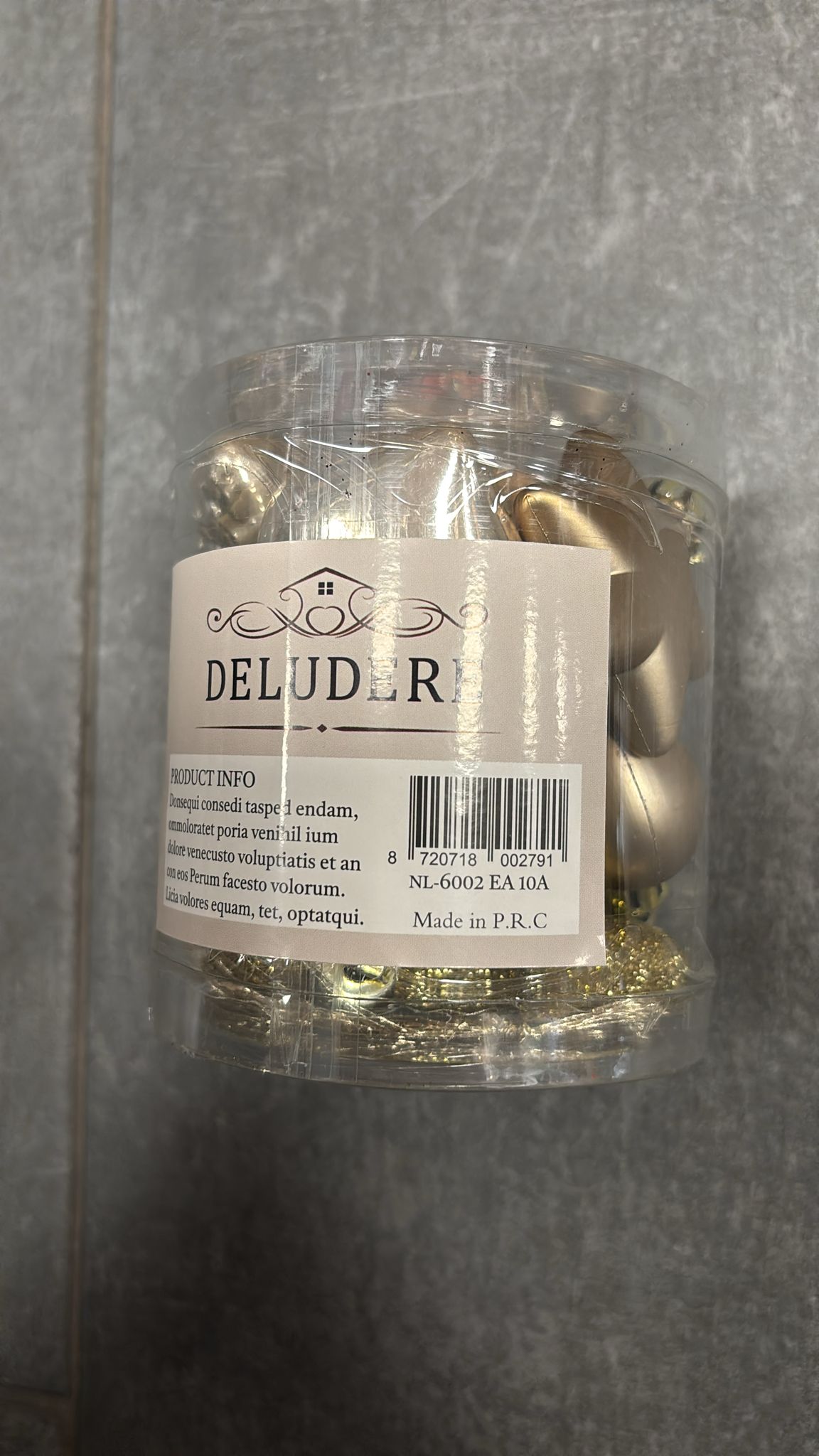 Confezione 10 palline natalizie  βDeludereβ color  oro