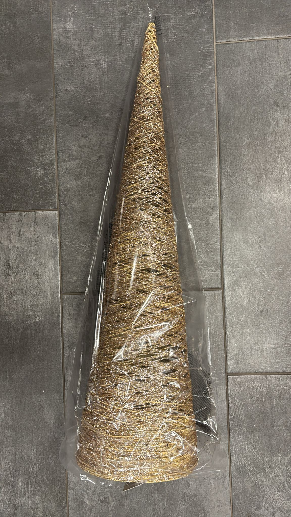 Decorazione albero oro glitter, con luci led incorporate