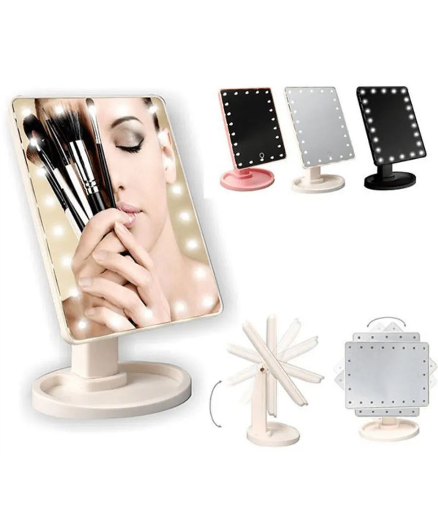 LARGE LED MIRROR - SPECCHIO TRUCCO LUCI 16 LEDGIREVOLEΒ 360ΒΊ
