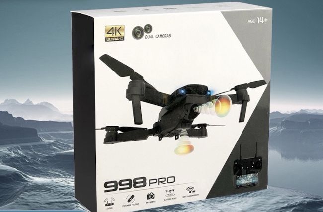 MINI DRONE PIEGHEVOLE 998 PRO CON DUAL CAMERA 4K ULTRAย HD