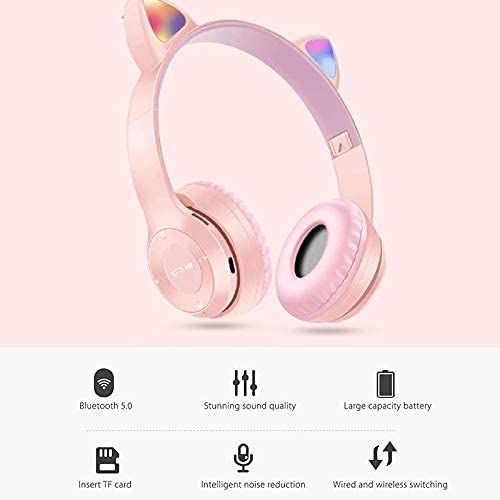 CAT EAR - CUFFIE WIRELESS PER BAMBINI CON ORECCHIE DI GATTO CON LUCI LED E MICROFONO