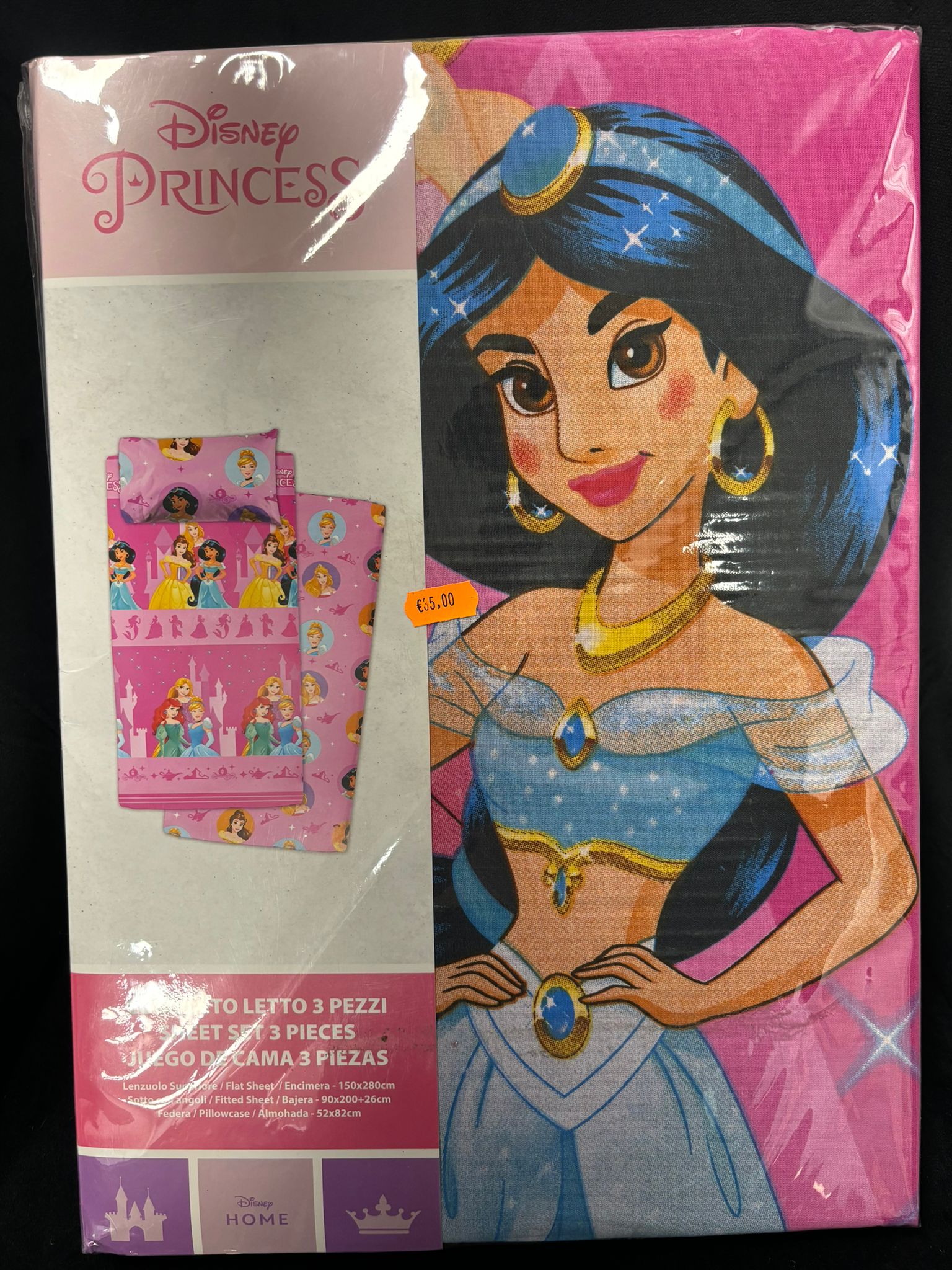 DISNEY - PRINCESS COMPLETO LETTO SINGOLO 3 PEZZIΒ ROSA