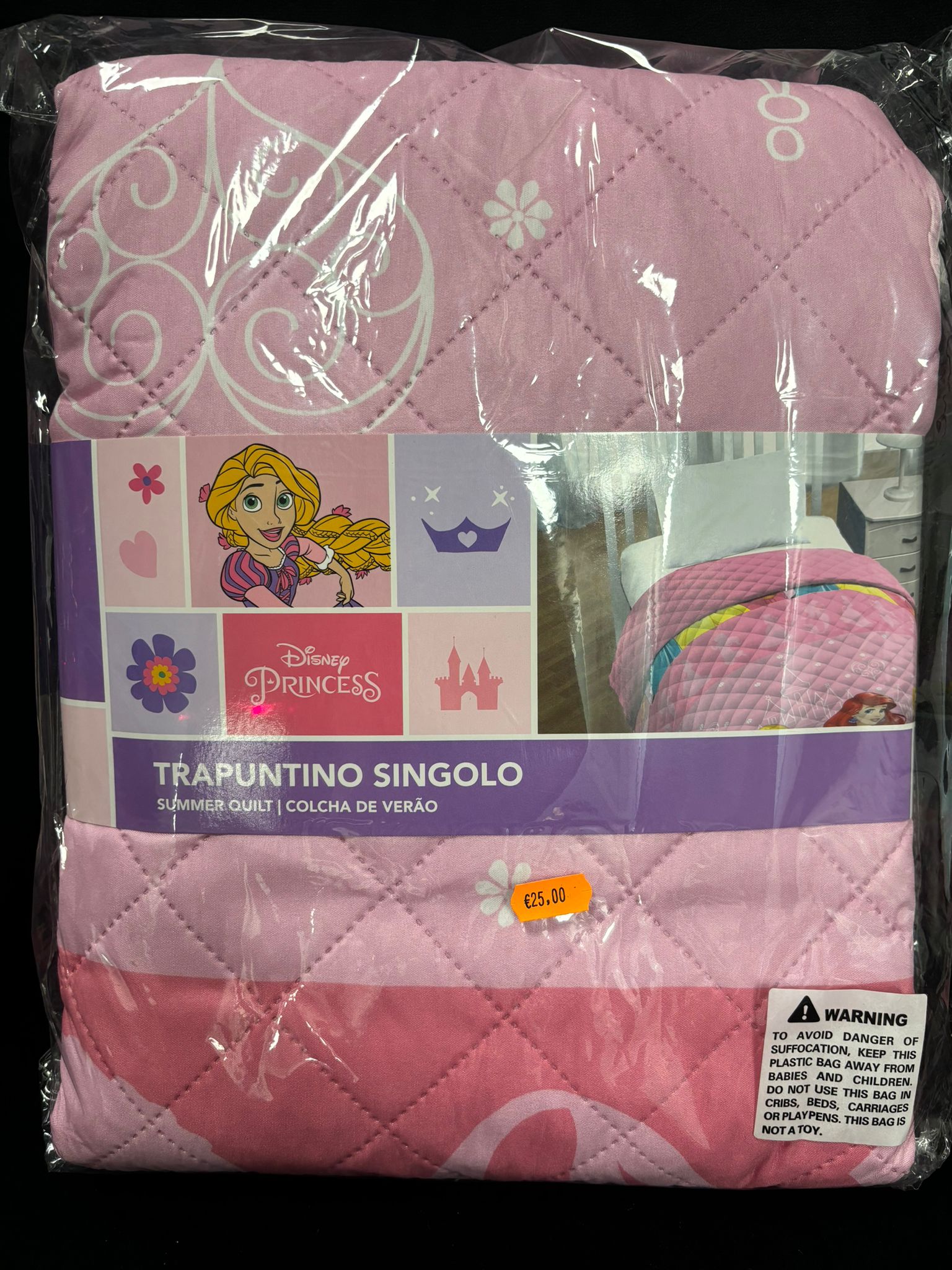 DISNEY PRINCESS - TRAPUNTINO SINGOLO 150x250 cmΒ ROSA