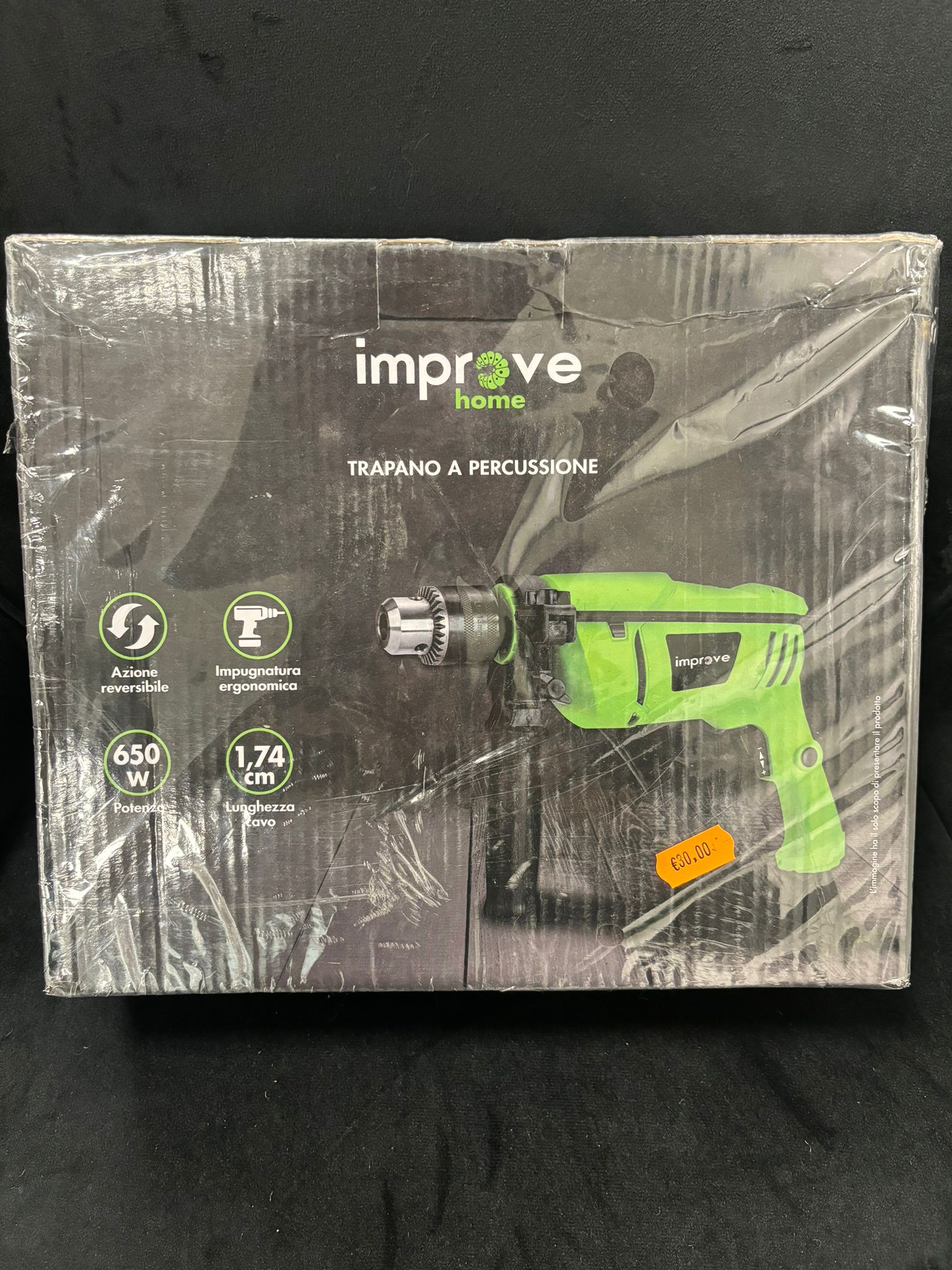 IMPROVE - TRAPANO A PERCUSSIONE 650W AZIONE REVERSIBILE IMPUGNATURA ERGONOMICA LUNGHEZZA CAVO 1,74 cm