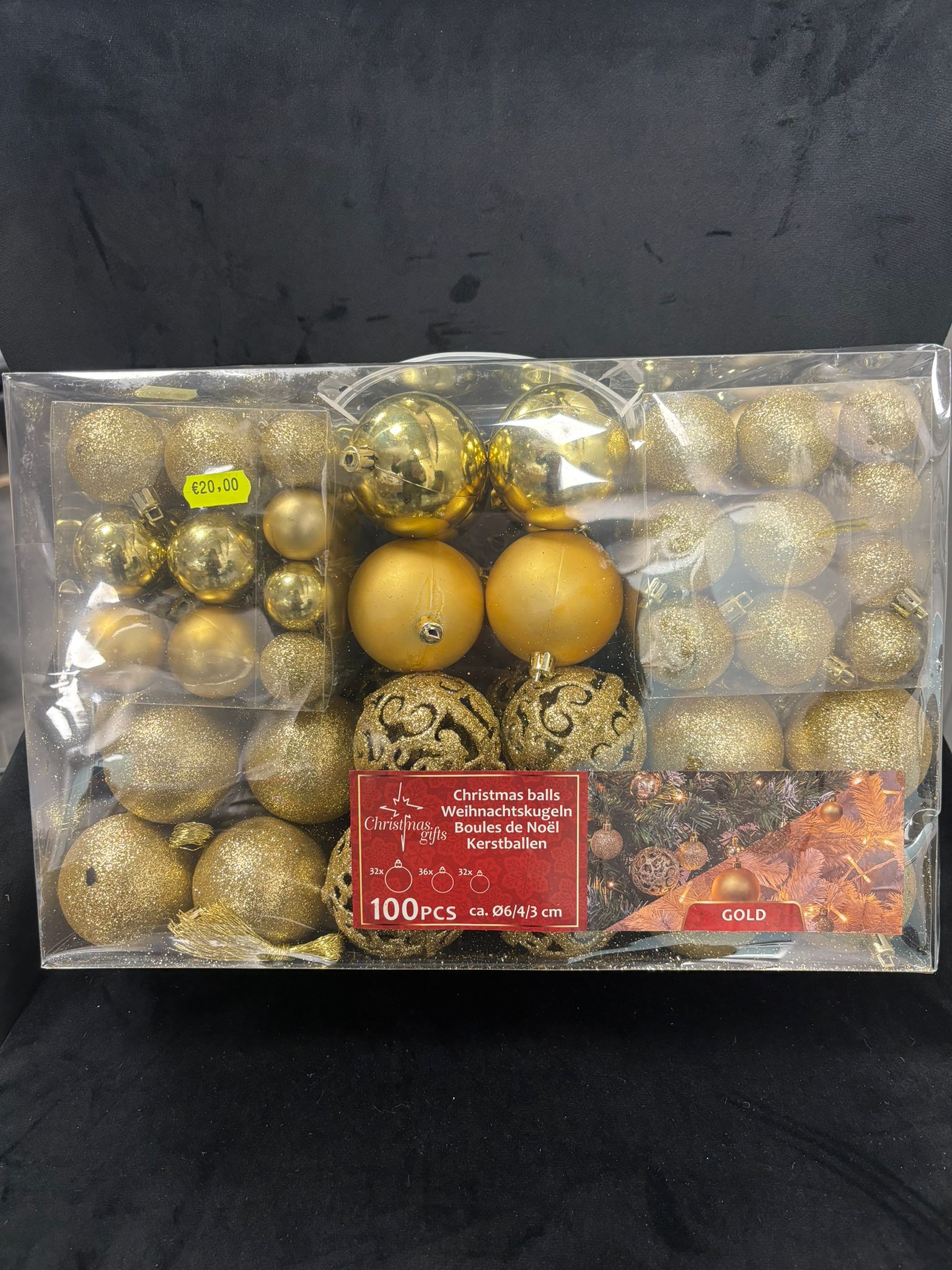 CHRISTMAS GIFTS - 100 PEZZI PALLINE DI NATALE COLOR ORO DIAMETRI 6/4/3 cm
