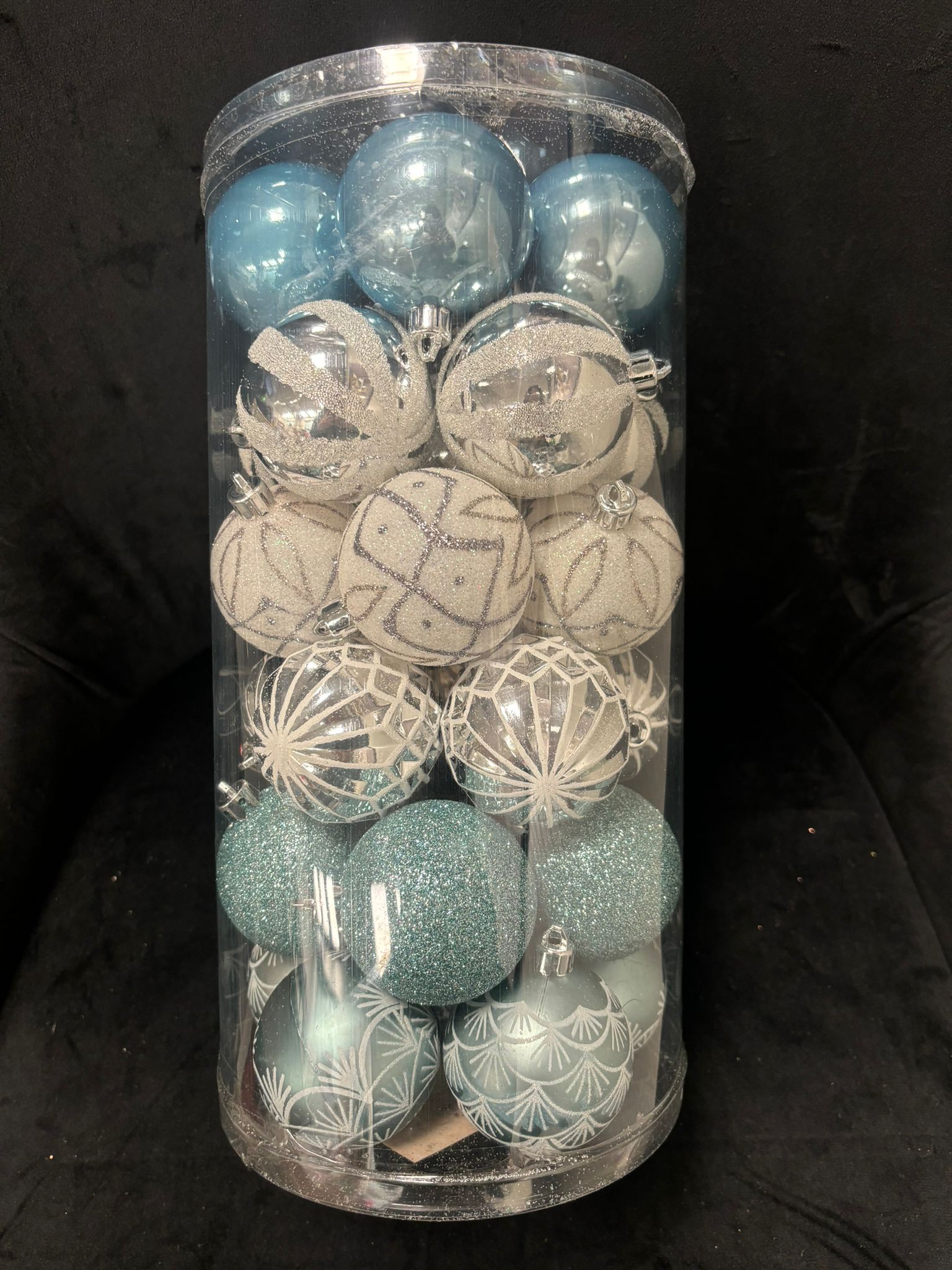 DELUDERE - 30 PEZZI PALLINE DI NATALE BIANCO/AZZURRO/ARGENTO