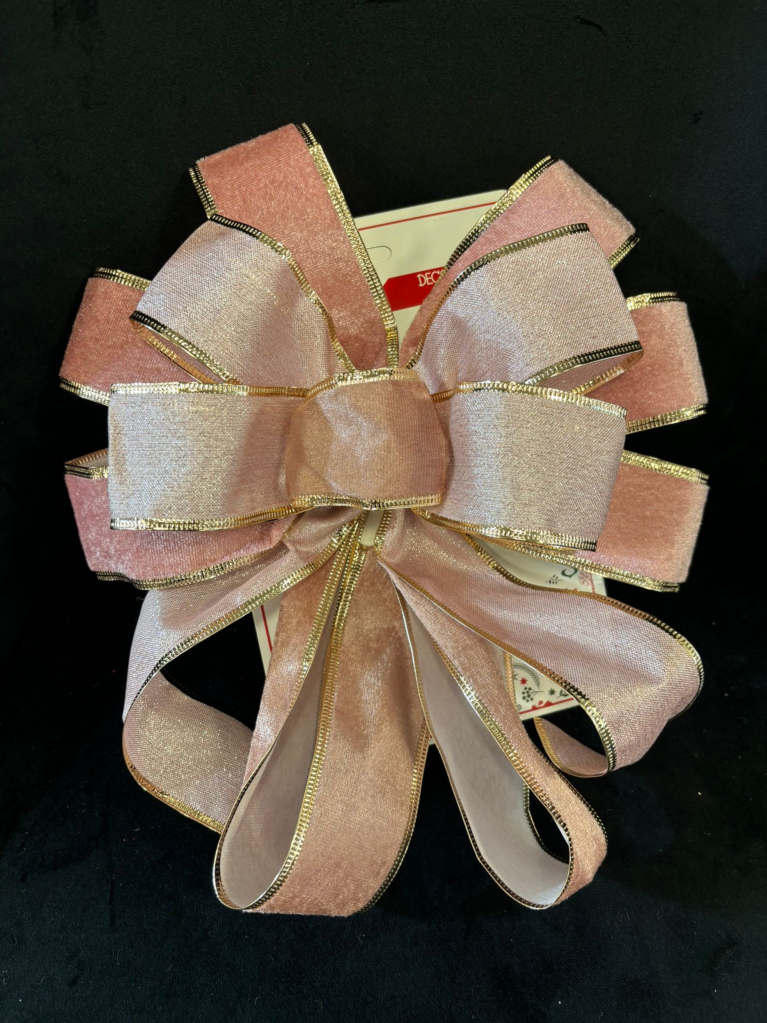 MERRY CHRISTMAS - FIOCCO DI NASTRO DECORATIVO NATALIZIOΒ ROSA