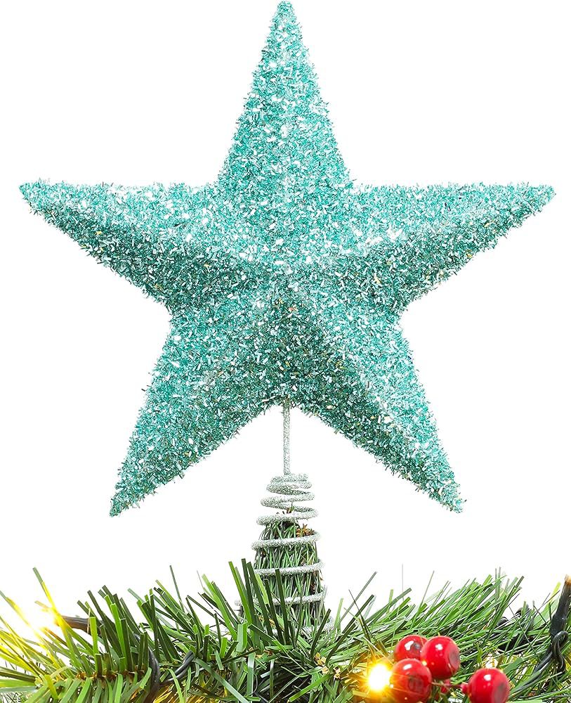 NATALUNA - PUNTALE ALBERO GLITTER 26 cm VARIE COLORAZIONI DISPONIBILI