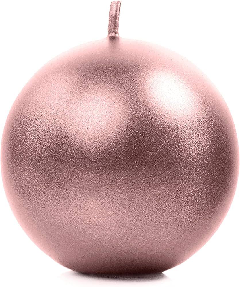 SWEEPING PARTY - CANDELA A SFERA ROSA DORATO METALLIZZATA 6 cm