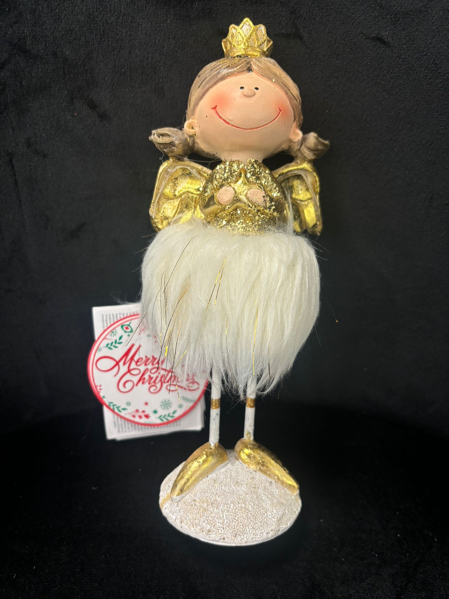 MERRY CHRISTMAS - ANGIOLETTO NATALIZIO IN CERAMICA 21 cm VARIE COLORAZIONI