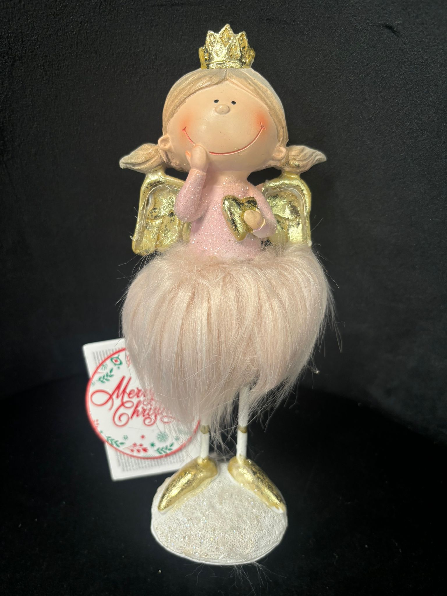 MERRY CHRISTMAS - ANGIOLETTO NATALIZIO IN CERAMICA 21 cm VARIE COLORAZIONI