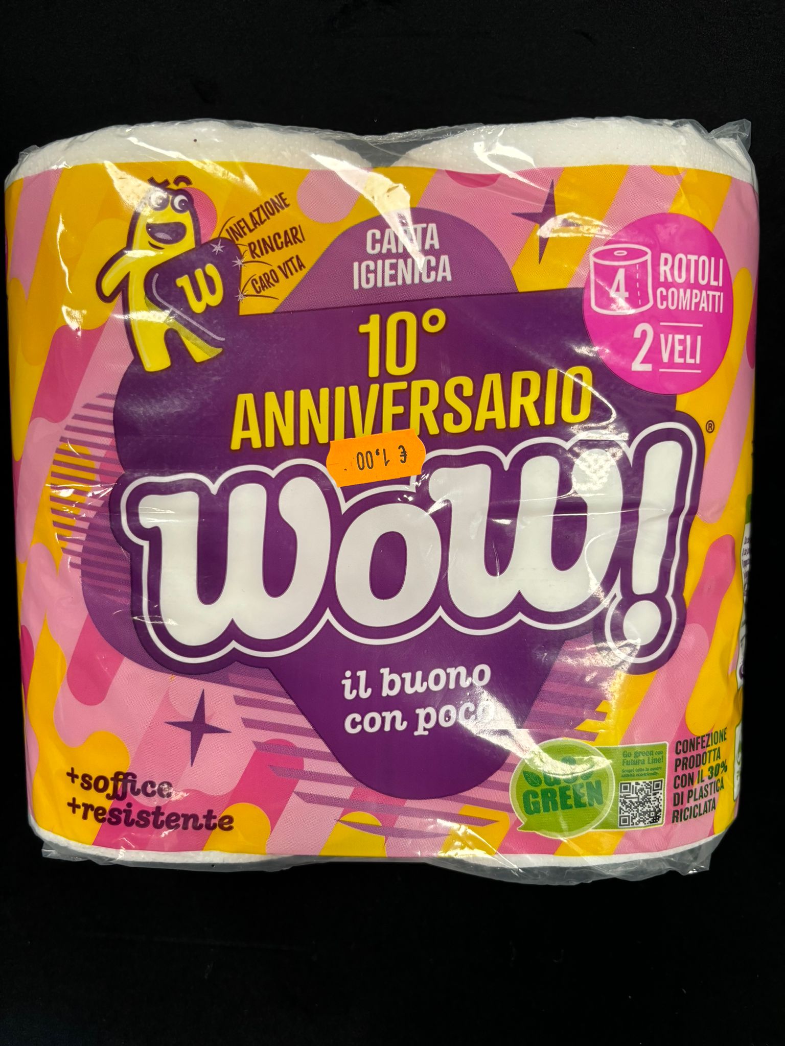 WOW! - 4 ROTOLI CARTA IGIENICA COMPATTI 2 VELI +SOFFICE +RESISTENTE