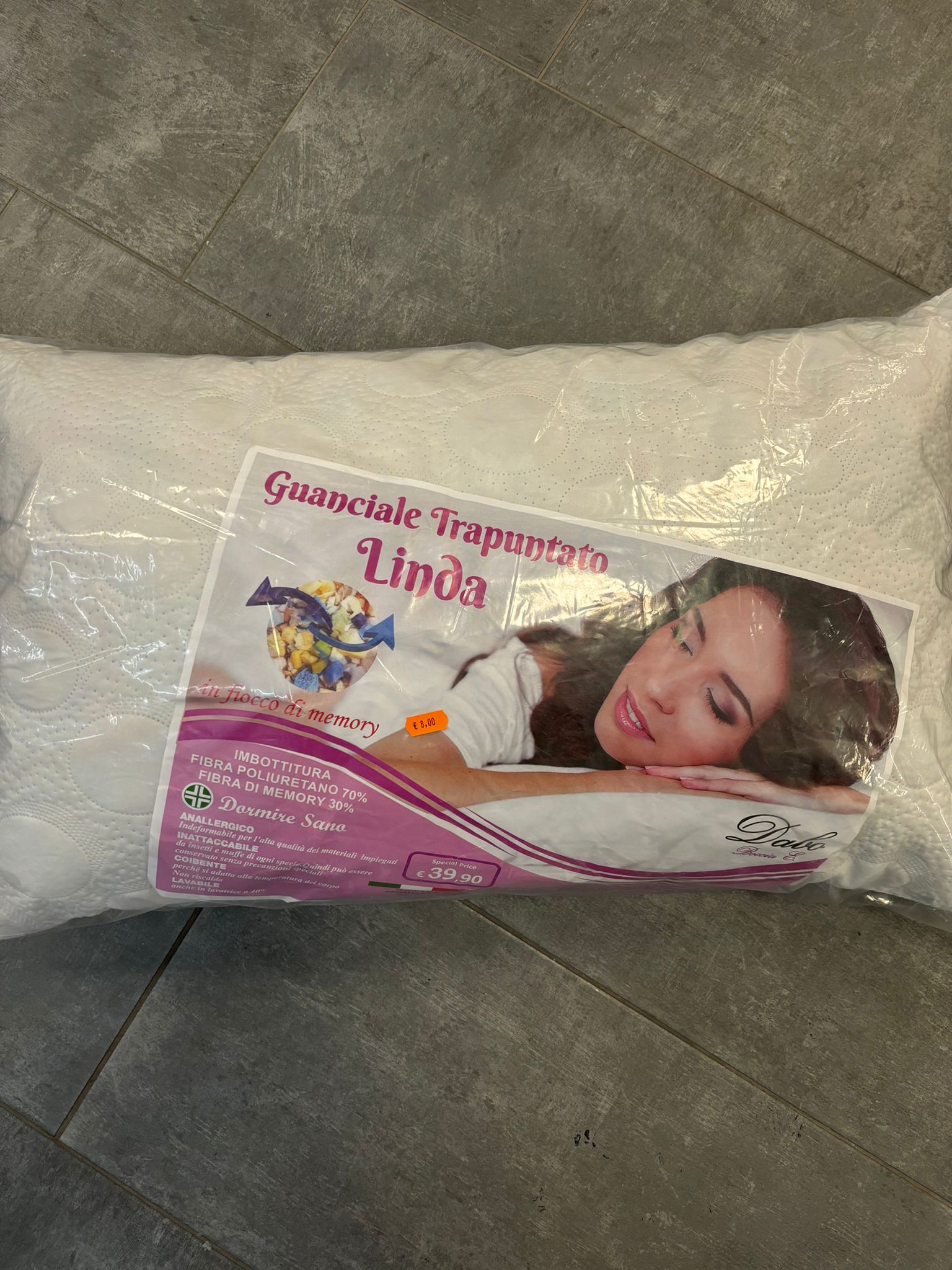 LINDA - GUANCIALE TRAPUNTATO IN FIOCCO DI MEMORYΒ