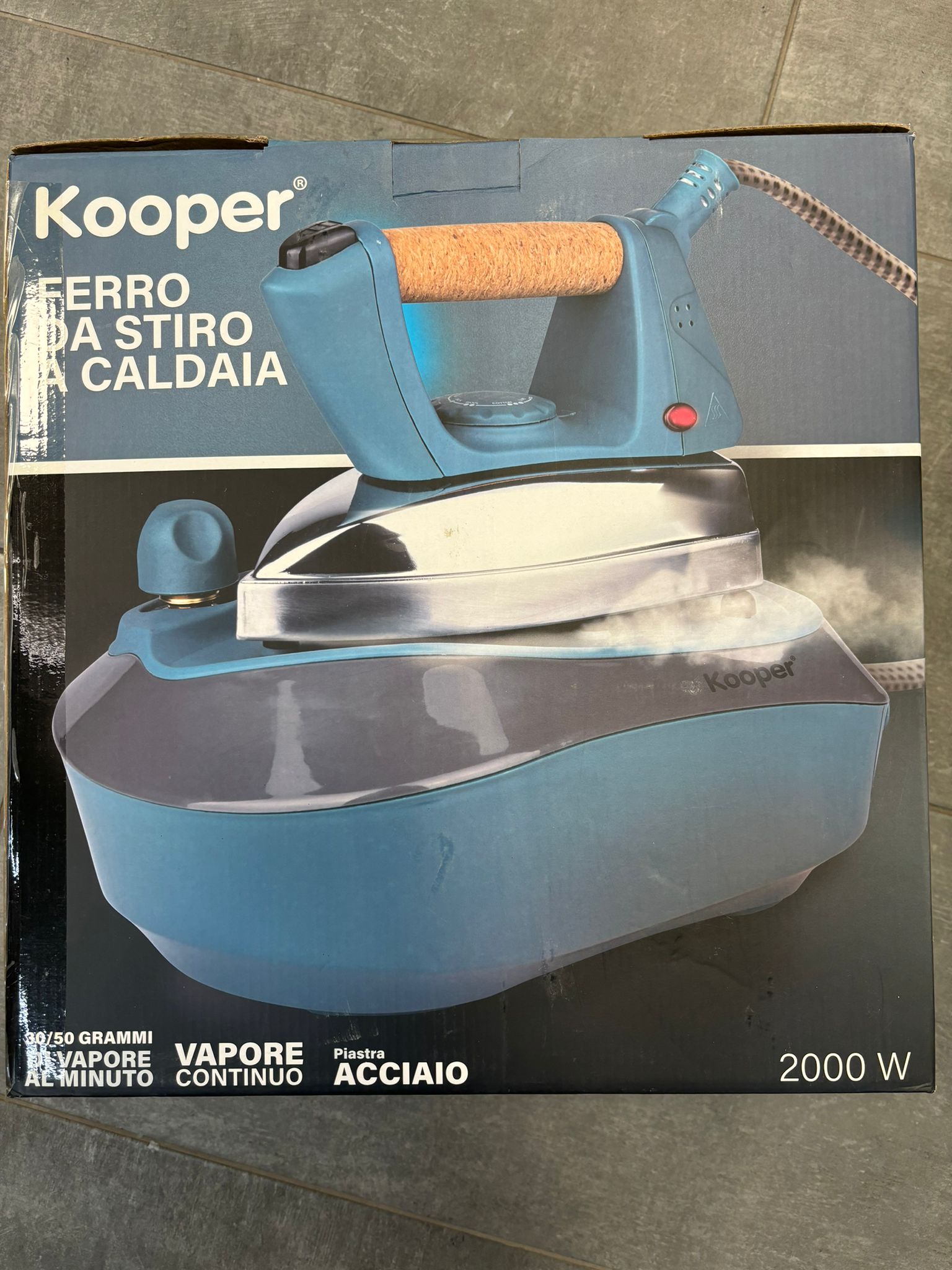 KOOPER - FERRO DA STIRO A CALDAIA 2000W 30/50 GRAMMI DI VAPORE AL MINUTO PIASTRAΒ ACCIAIO