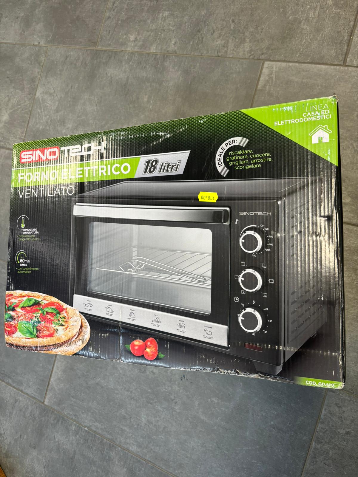 SINOTECH - FORNO ELETTRICO VENTILATO 18 LITRI TEMPERATURA 100ΒΊ-250ΒΊ TIMER 60 MINUTI CON SPEGNIMENTO AUTOMATICO