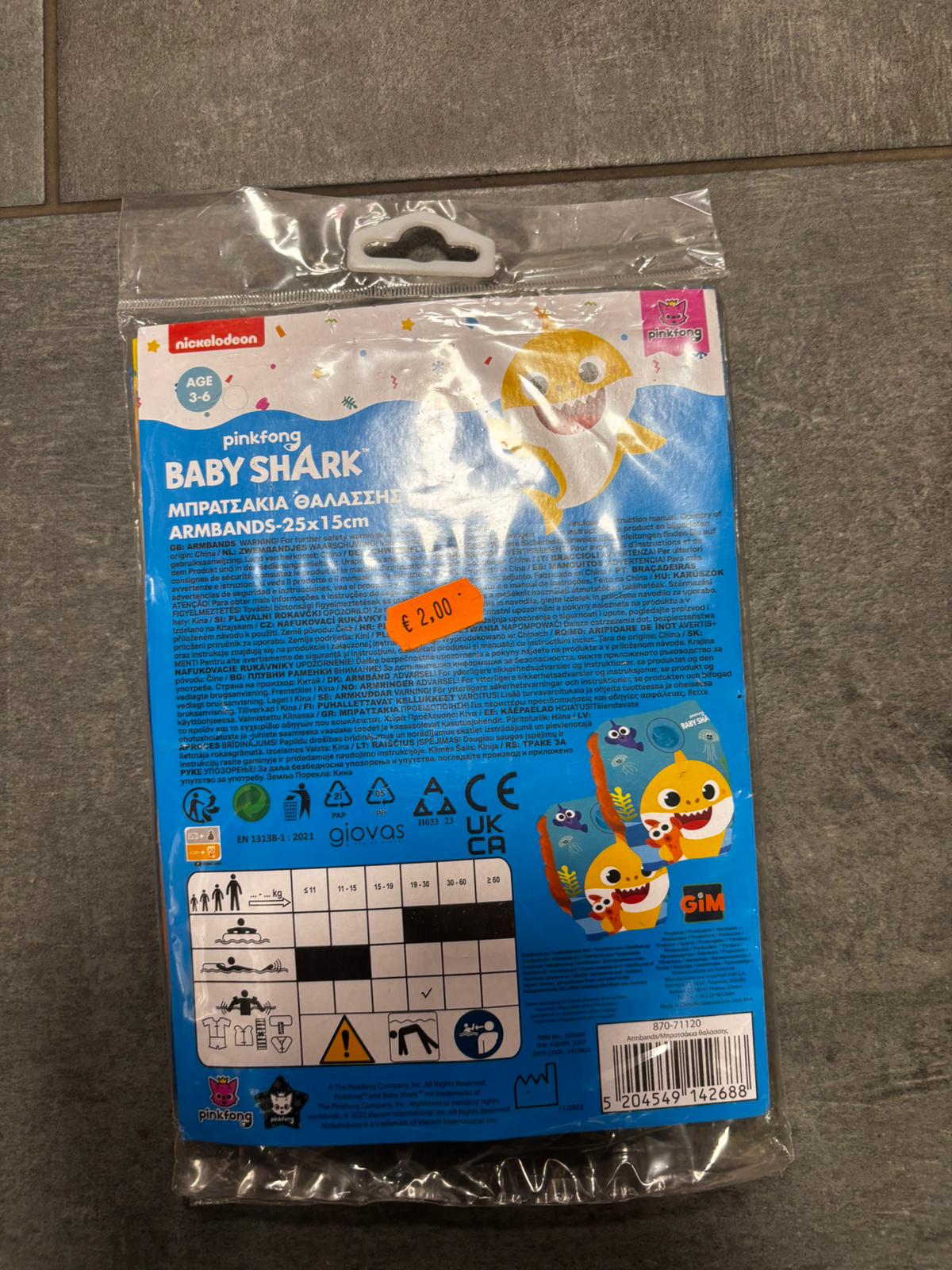Braccioli baby shark bimbo/a, 3-6 anni
