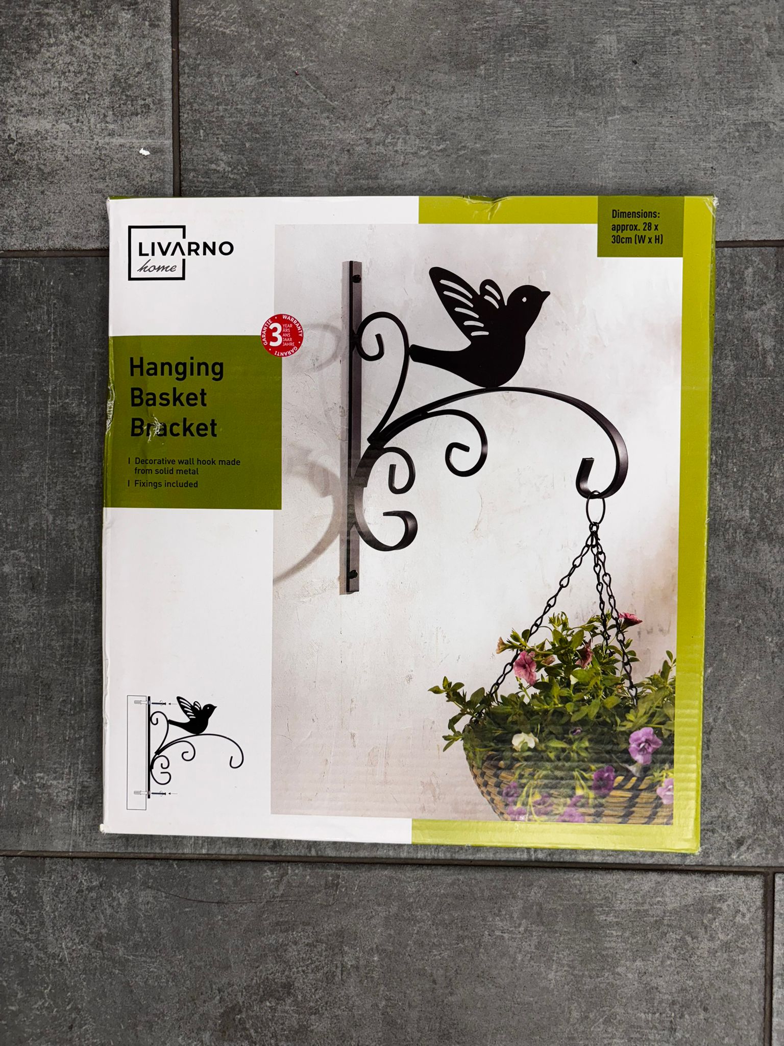 Gancio decorativo da parete  in metallo, adatto per vasi di fiori esterni fissaggio incluso