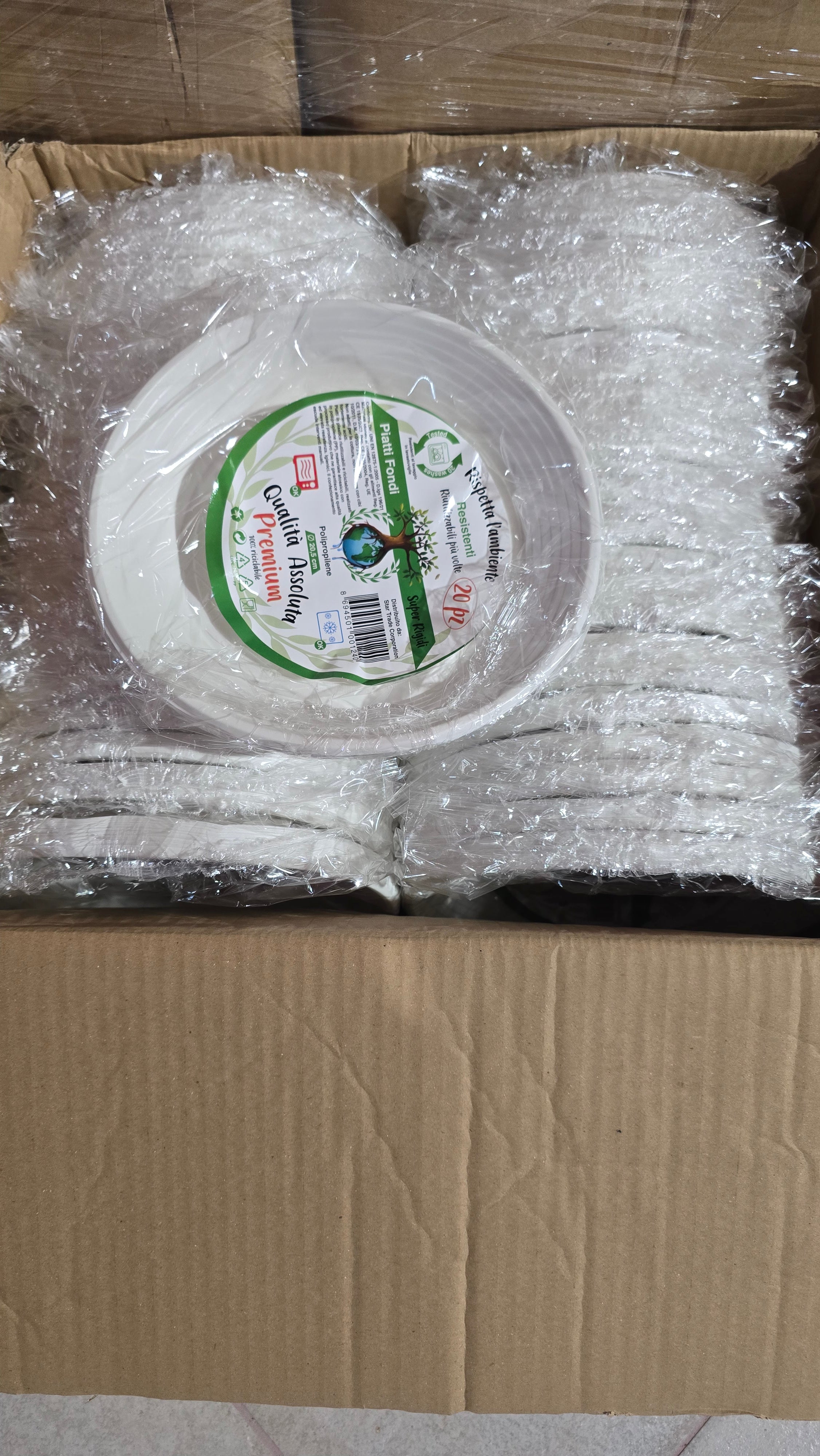 STOCK DI PIATTI DI PLASTICA 20 UNITΓ, 3 CARTONI 180 PEZZI