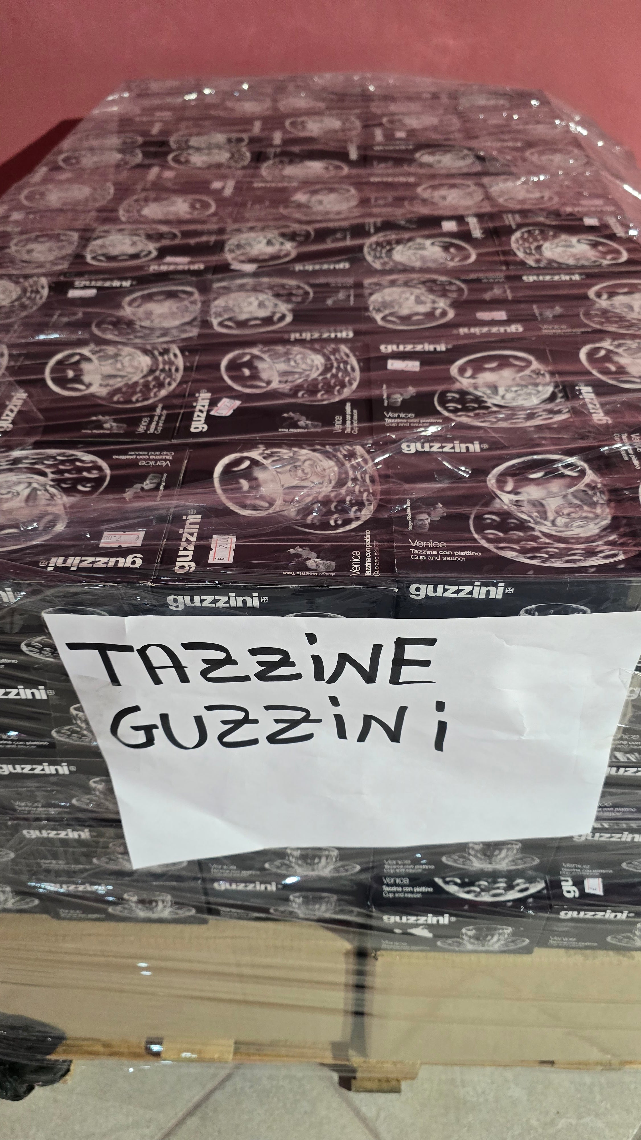 STOCK DI TAZZINE GUZZINI IN VETRO CON PIATTINO IN PLASTICA 100 PEZZI