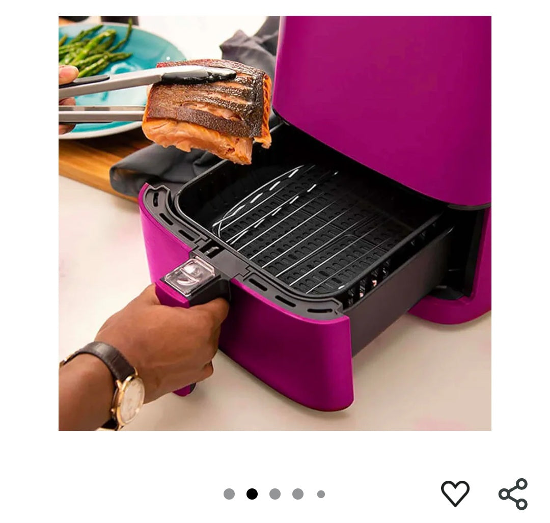 Friggitrice ad Aria Digitale 4L - Potenza 1200W, Timer 60 Minuti, Temperatura Regolabile 80-200Β°C, Cottura Ventilata a 360Β° Senza Olio Rosa
