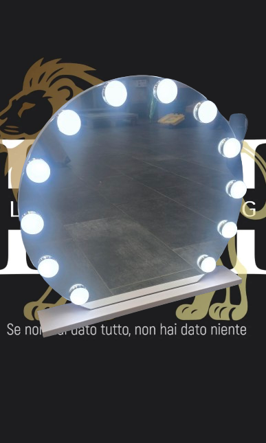 Specchio da Trucco rotondo con Luci, 55x55cm Specchio Hollywood da Toeletta con Lampadine a 14 Led Tre Colori di Luce e Funzione di Luminosità Regolabile con Controllo Tattile, Bianco