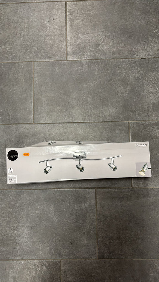 Lampadario con tre faretti in acciaio