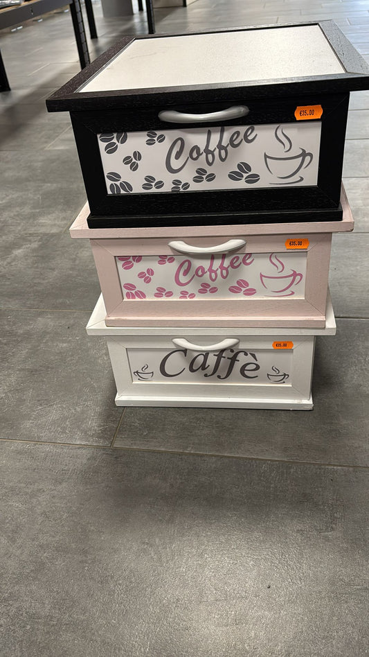 Cassettiera in legno porta cialde  3 colorazioni