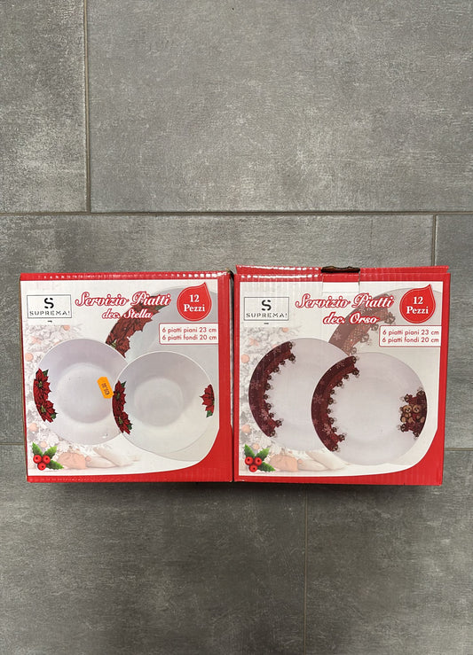 Sevizio piatti natalizi  con decorazione stella o decorazione orso
