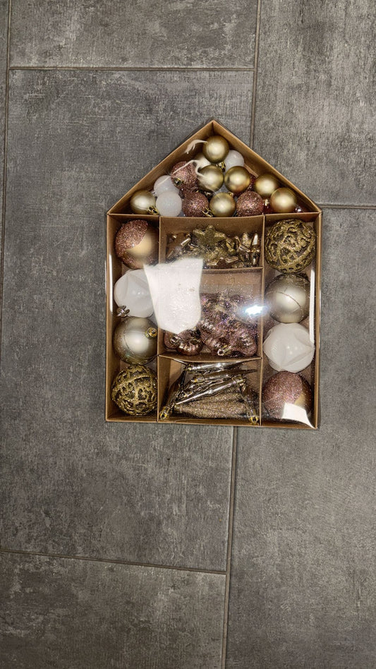 Confezione mix palline di Natale  color oro/bianco/bronzo 