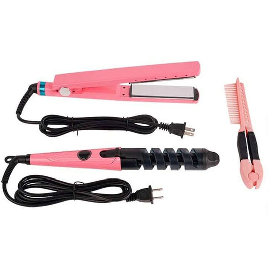NANO TITANIUM - KIT PIASTRE PROFESSIONALI ROSA - PIASTRA LISCIO + PIASTRA BOCCOLI + PETTINA ACCOMPAGNAMENTO CIOCCA FINO 450F TEMPERATURA 