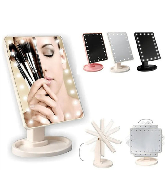 LARGE LED MIRROR - SPECCHIO TRUCCO LUCI 16 LEDGIREVOLE 360º