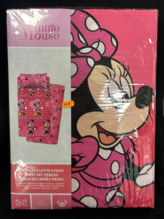 DISNEY - MINNIE MOUSE COMPLETO LETTO SINGOLO 3 PEZZI ROSA
