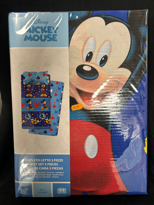 DISNEY - MICKEY MOUSE COMPLETO LETTO SINGOLO 3 PEZZI BLU