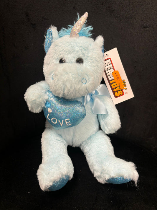 REMITOYS - PELUCHE UNICORNO LOVE AZZURRO 