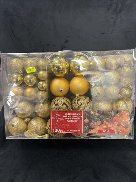 CHRISTMAS GIFTS - 100 PEZZI PALLINE DI NATALE COLOR ORO DIAMETRI 6/4/3 cm