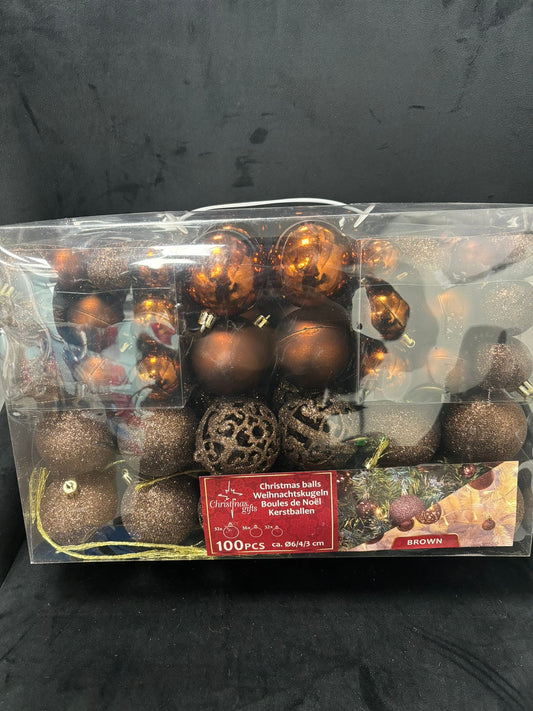 CHRISTMAS GIFTS - 100 PEZZI PALLINE DI NATALE COLOR BRONZO DIAMETRI 6/4/3 cm