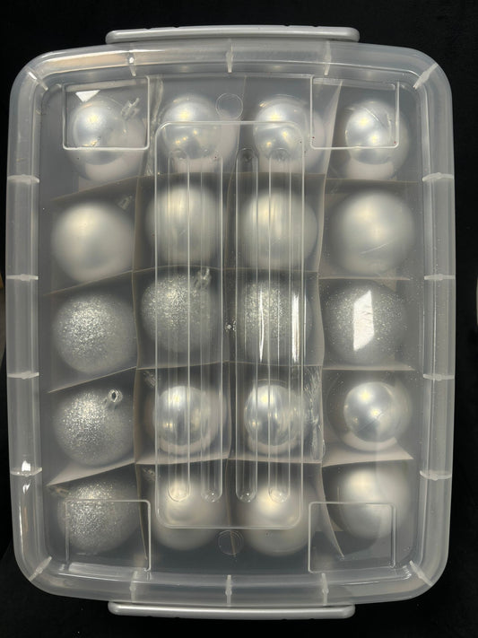 CHRISTMAN GIFTS - 70 PALLINE DI NATALE ARGENTO DIAMENTI 6/5/4 cm