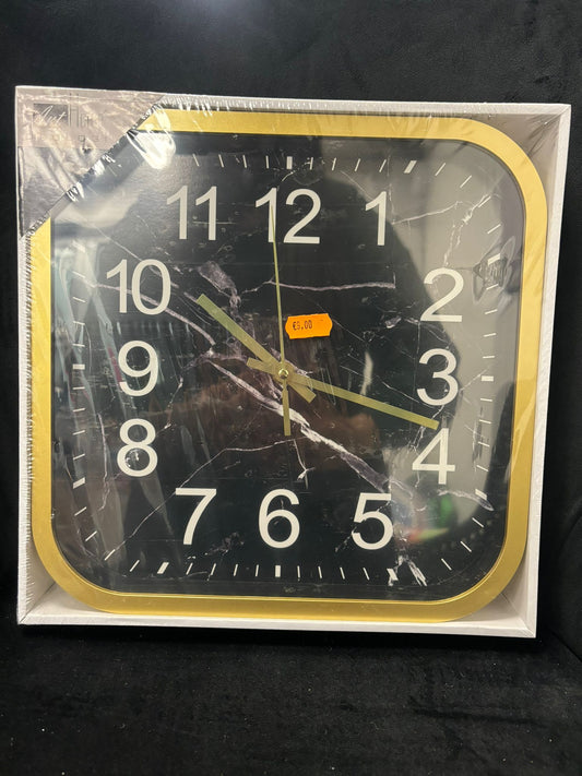 ART HOME OROLOGI - OROLOGIO DA MURO QUADRATO PRO CON QUADRANTE NERO EFFETTO MARMO