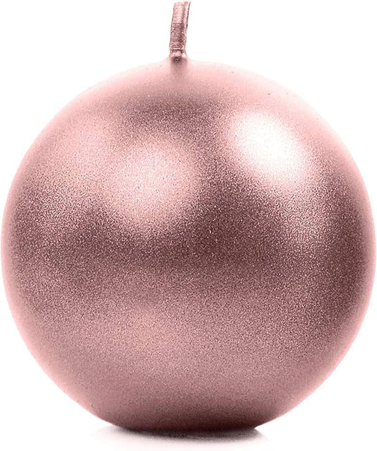 SWEEPING PARTY - CANDELA A SFERA ROSA DORATO METALLIZZATA 6 cm