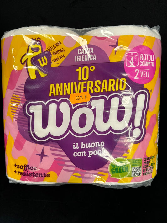 WOW! - 4 ROTOLI CARTA IGIENICA COMPATTI 2 VELI +SOFFICE +RESISTENTE