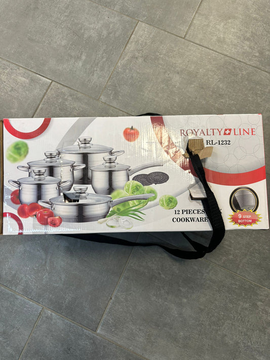ROYALTY LINE - SET BATTERIA PENTOLE 12 PEZZI IN ACCIAIO RL-1232