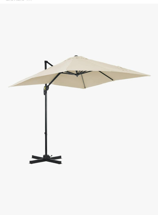Outsunny Ombrellone da Giardino a Manovella con Angolazione Regolabile su 5 Livelli, 3x3 m
